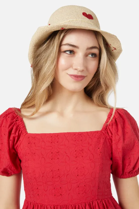 Heart Embroidered Sun Hat sold by Princess Highway