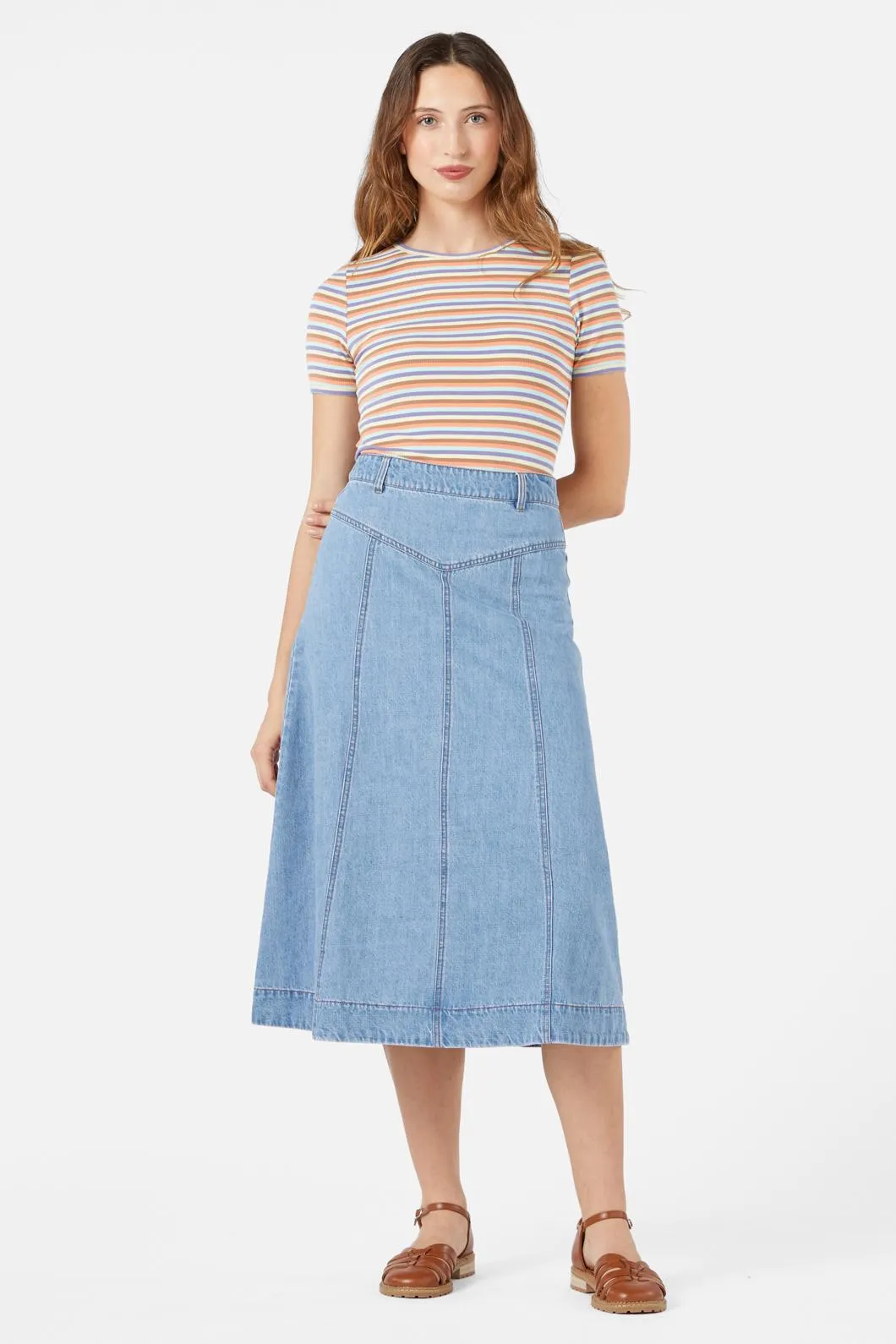 Olinda Denim Midi Skirt sold by Princess Highway