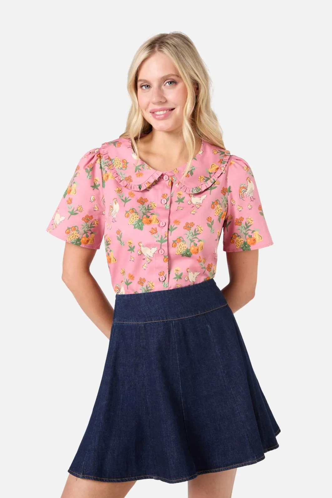 Chickens Short Sleeve Blouse sold by Princess Highway