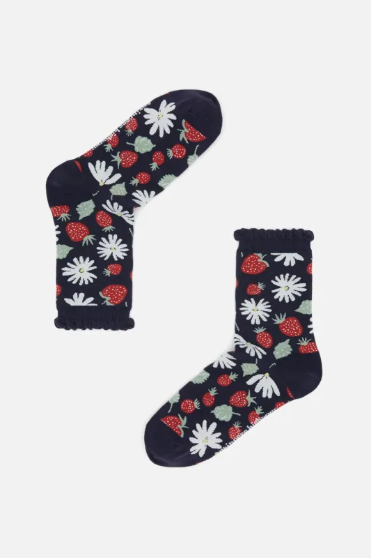 Navy La Fraise Socks sold by Princess Highway