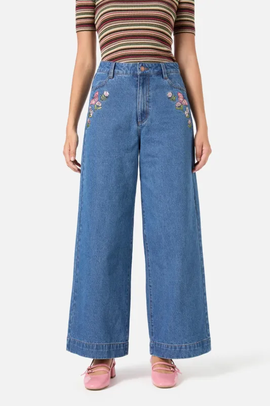 Butterfly Embroidered Jean sold by Princess Highway