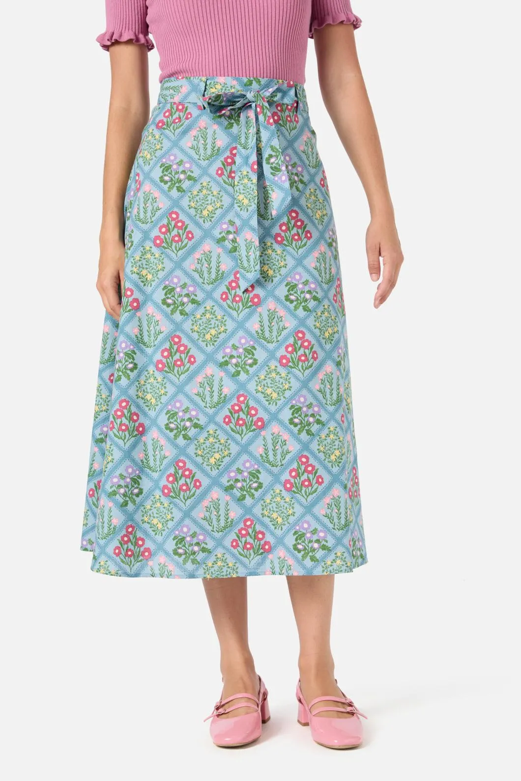 Lattice Floral Midi Skirt sold by Princess Highway