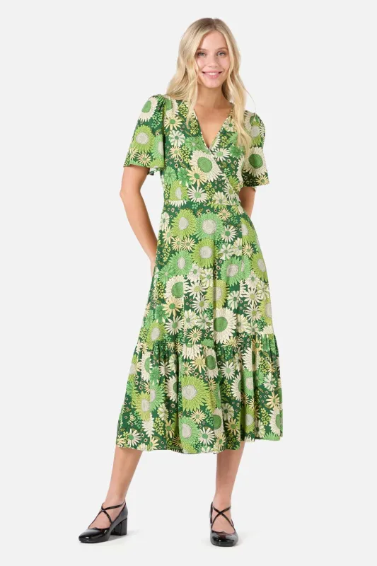 Viva Floral Midi Wrap Dress sold by Princess Highway