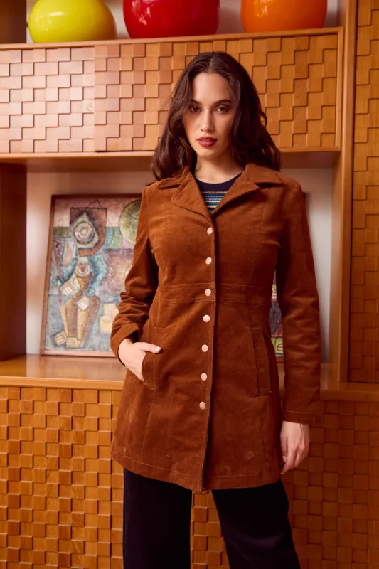 Hazel Cord A-Line Long Jacket sold by Princess Highway
