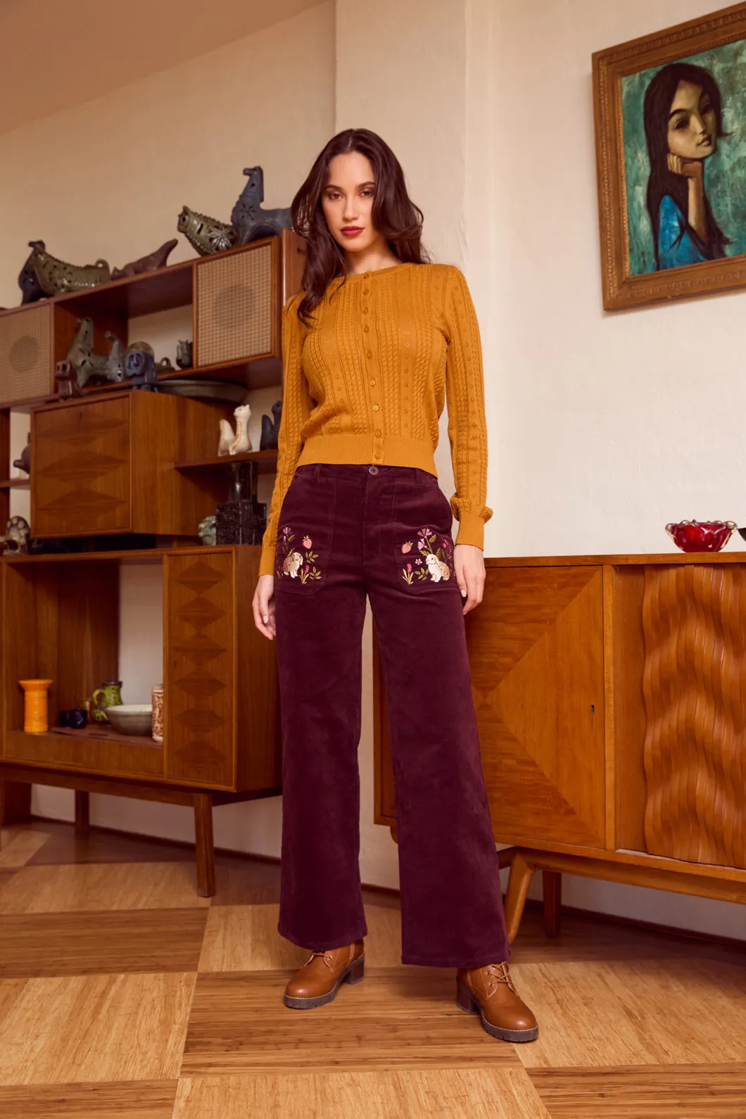 Rabbit Embroidered Cord Jean sold by Princess Highway