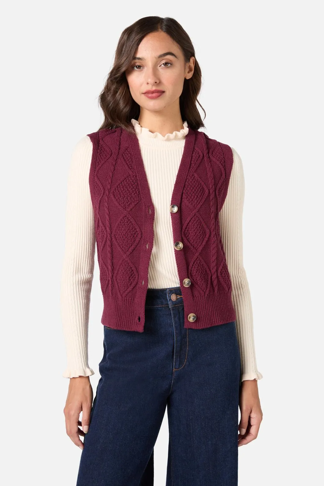 Milena Cable Knit Vest sold by Princess Highway