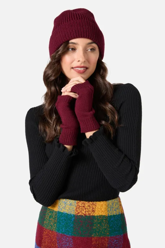 Dark Red Rib Beanie sold by Princess Highway