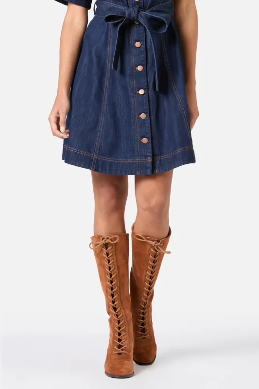Tan Lace Up Knee High Boot sold by Princess Highway