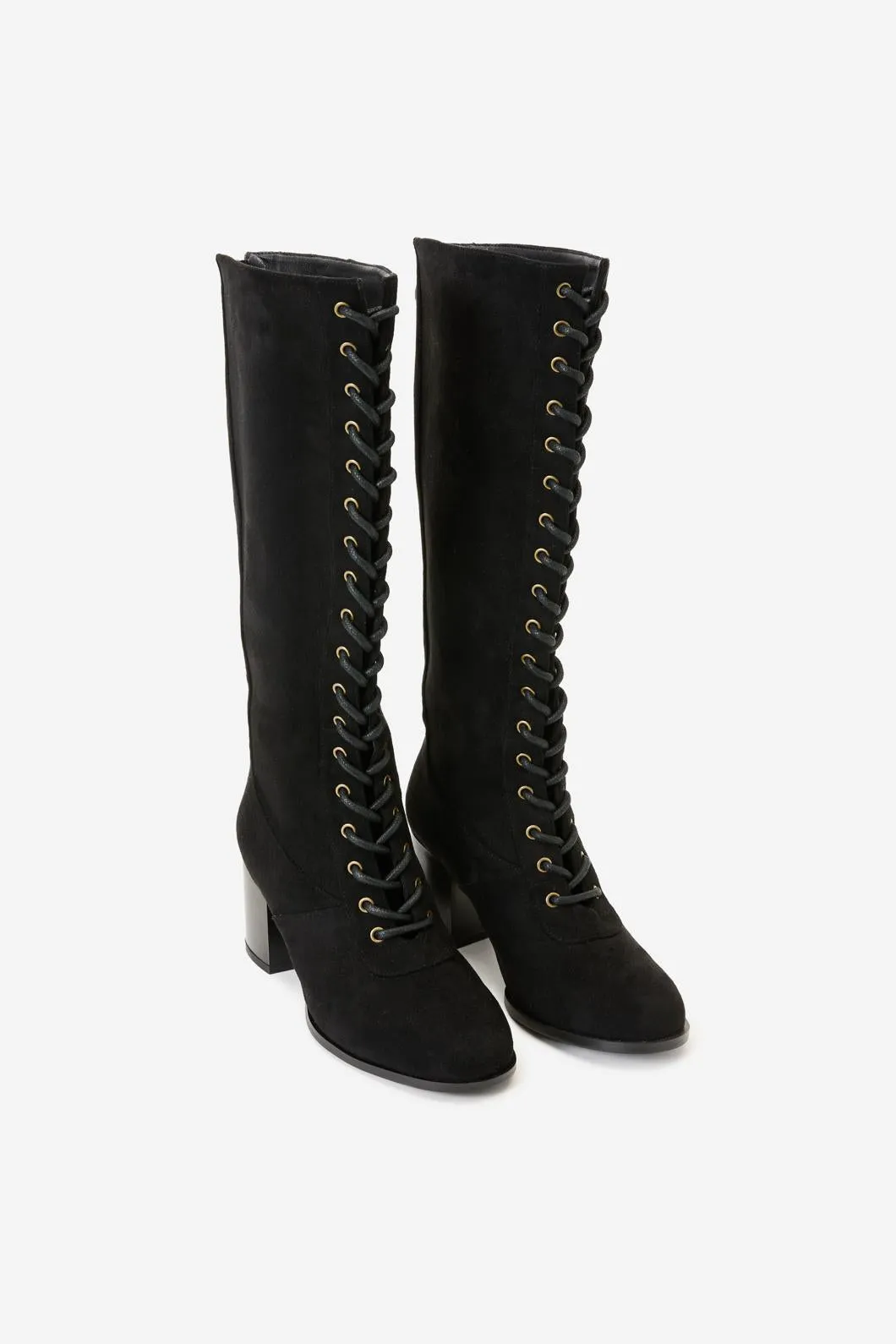 Black Lace Up Knee High Boot sold by Princess Highway product image thumbnail 2