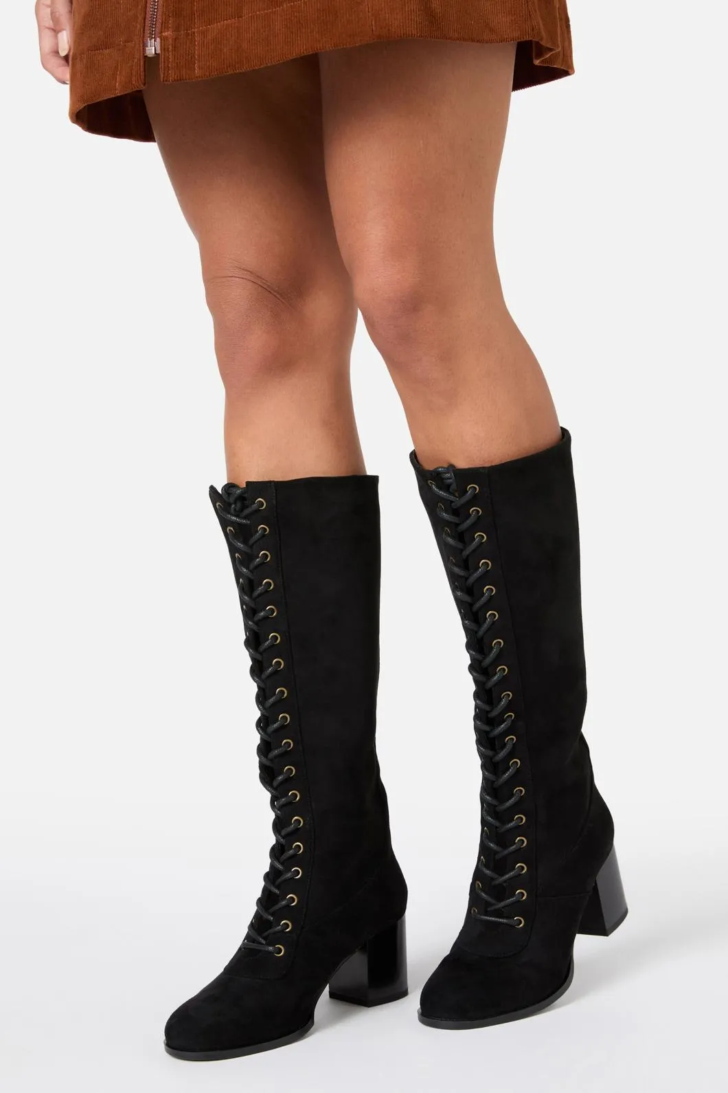 Black Lace Up Knee High Boot sold by Princess Highway