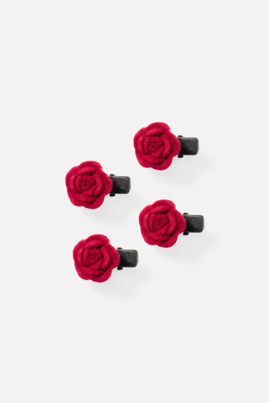 Red Roses Hair Clip Set of 4 made by Princess Highway