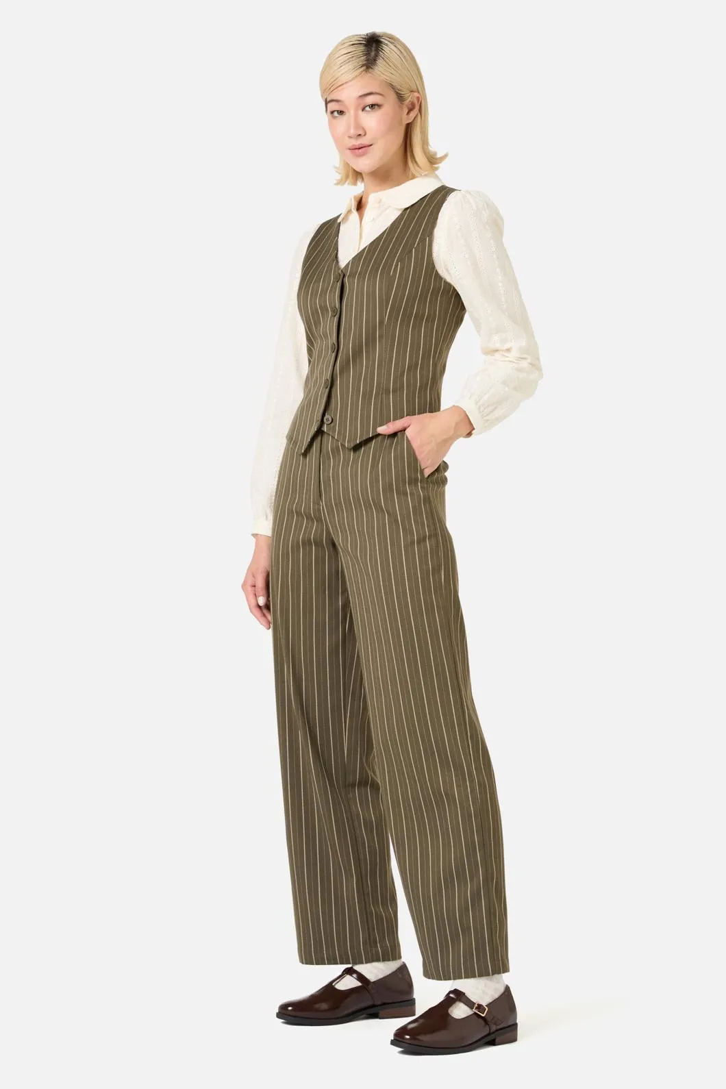 Abby Pinstripe V-Neck Vest sold by Princess Highway product image thumbnail 5