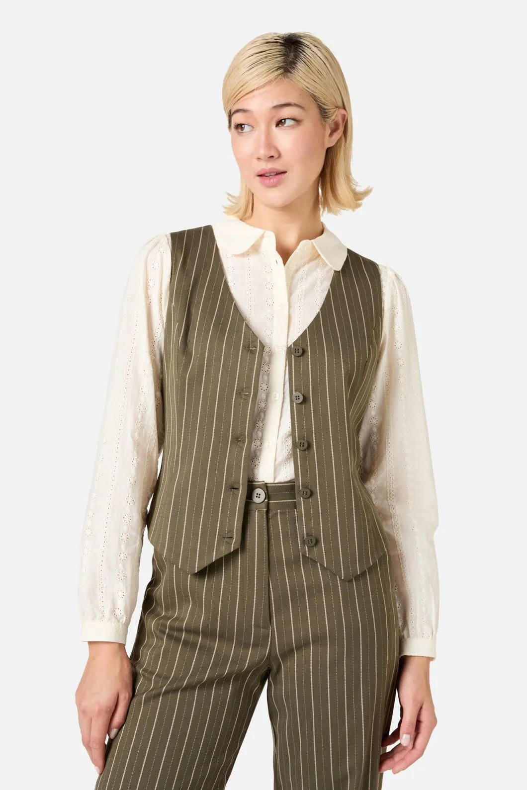 Abby Pinstripe V-Neck Vest sold by Princess Highway product image thumbnail 3
