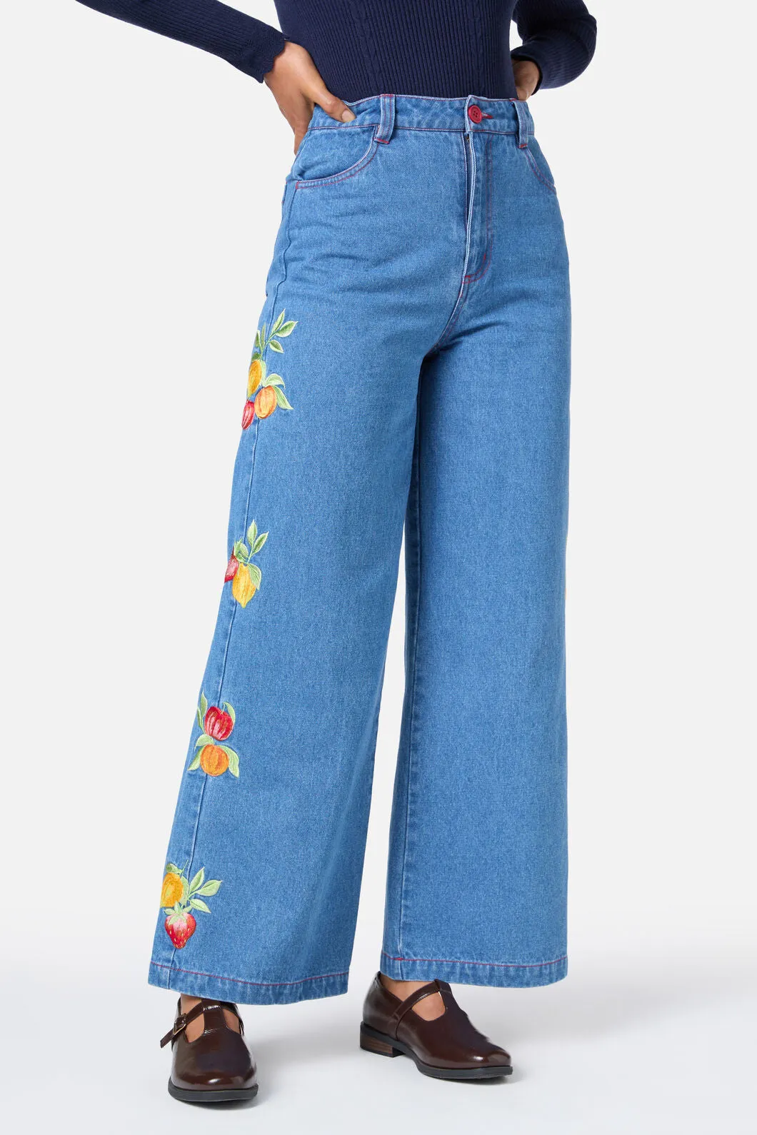 Fruit Embroidered Denim Jean sold by Princess Highway product image thumbnail 3