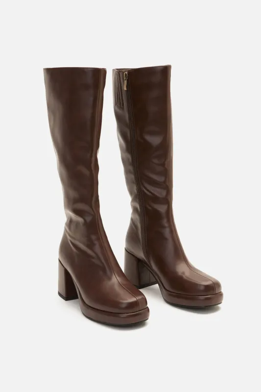 Chocolate Knee High Boot made by Princess Highway
