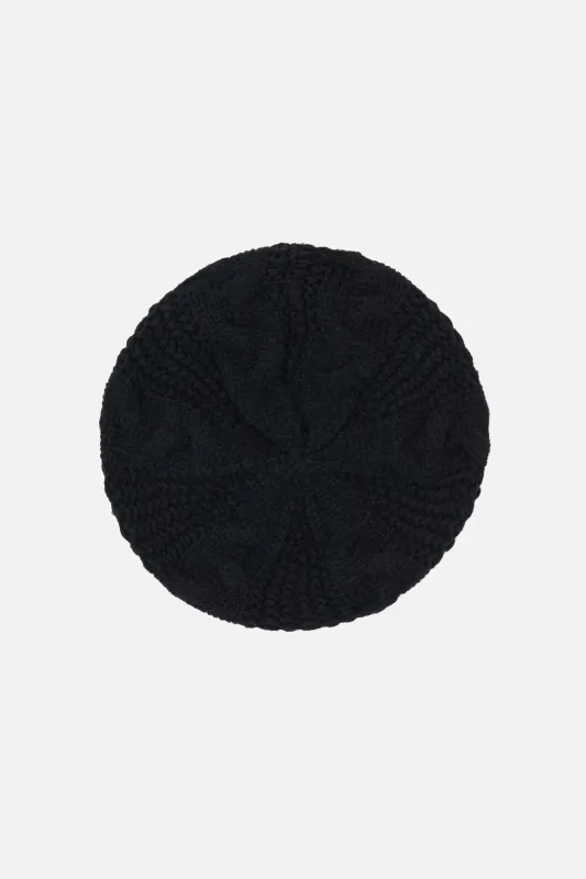 Black Cable Knit Beret sold by Princess Highway