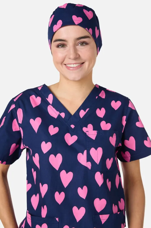 Love Hearts Scrub Hat sold by Princess Highway