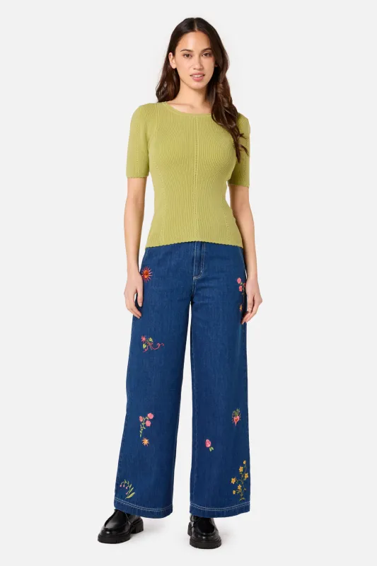 Folk Art Embroidered Jean sold by Princess Highway