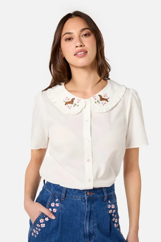 Cute Dogs Embroidered Blouse sold by Princess Highway