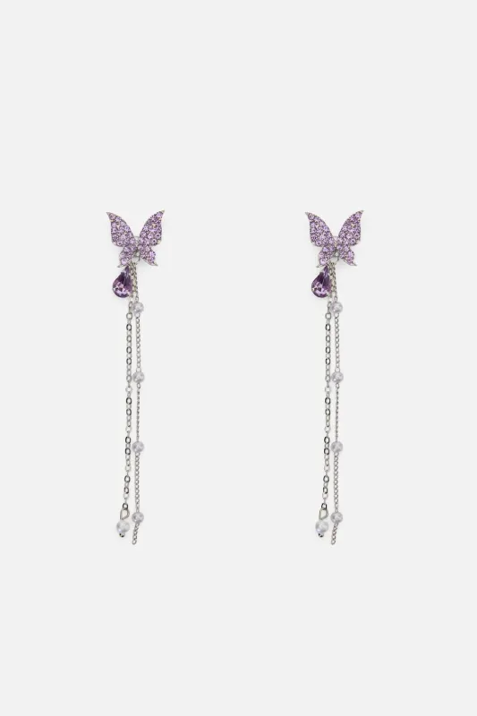 Lilac Butterfly Drop Earrings sold by Princess Highway