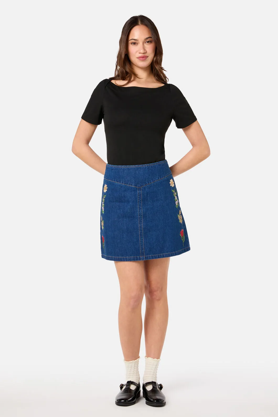 Fleur Embroidered Denim Skirt sold by Princess Highway product image thumbnail 4
