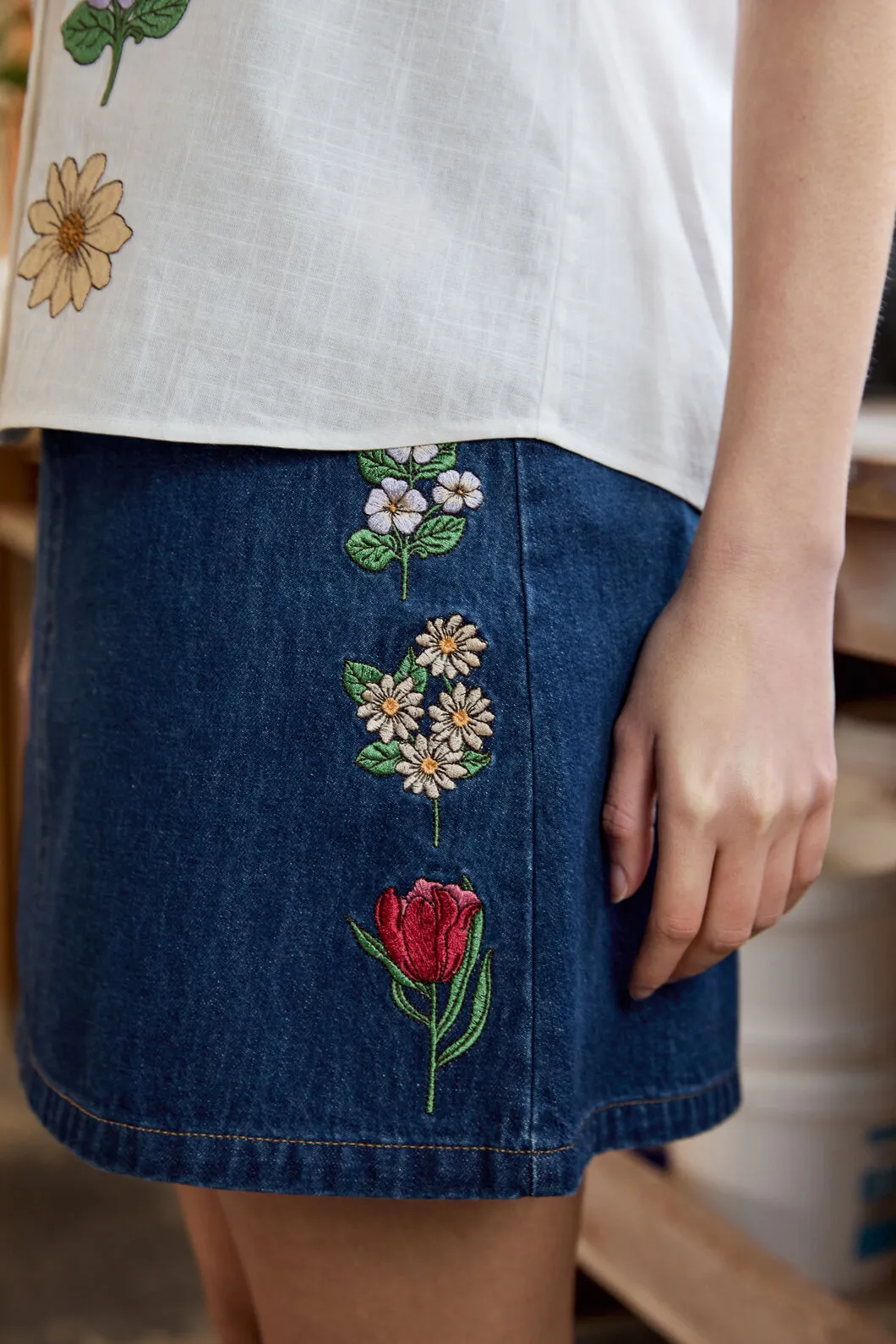 Fleur Embroidered Denim Skirt sold by Princess Highway product image thumbnail 3