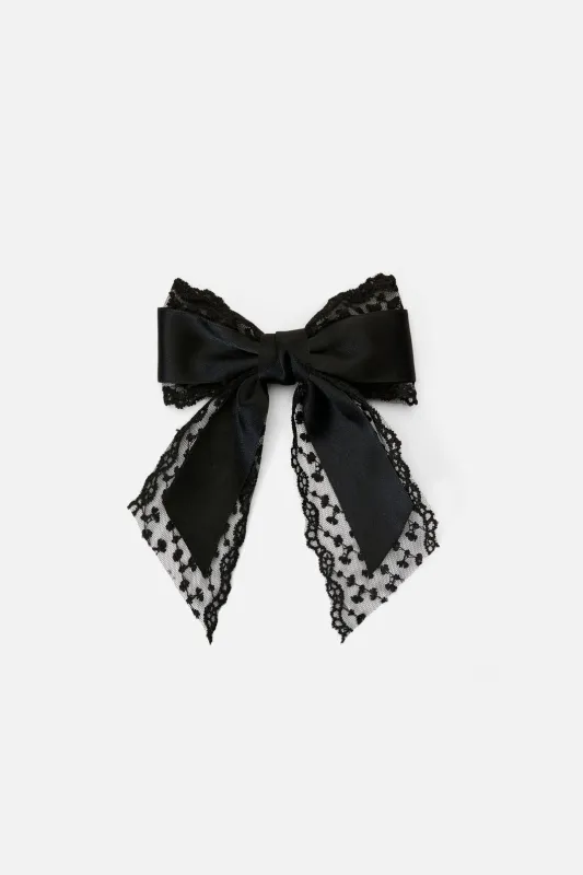 Black Lace Satin Bow Clip sold by Princess Highway