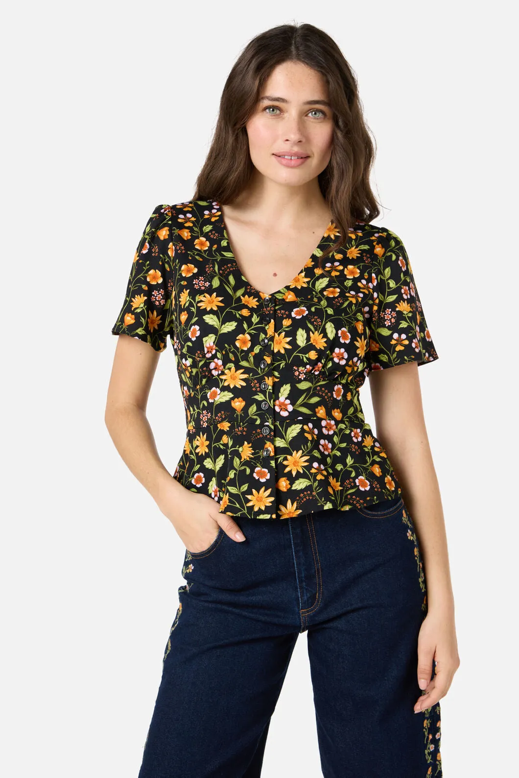 Alyssa Floral Peplum Top sold by Princess Highway