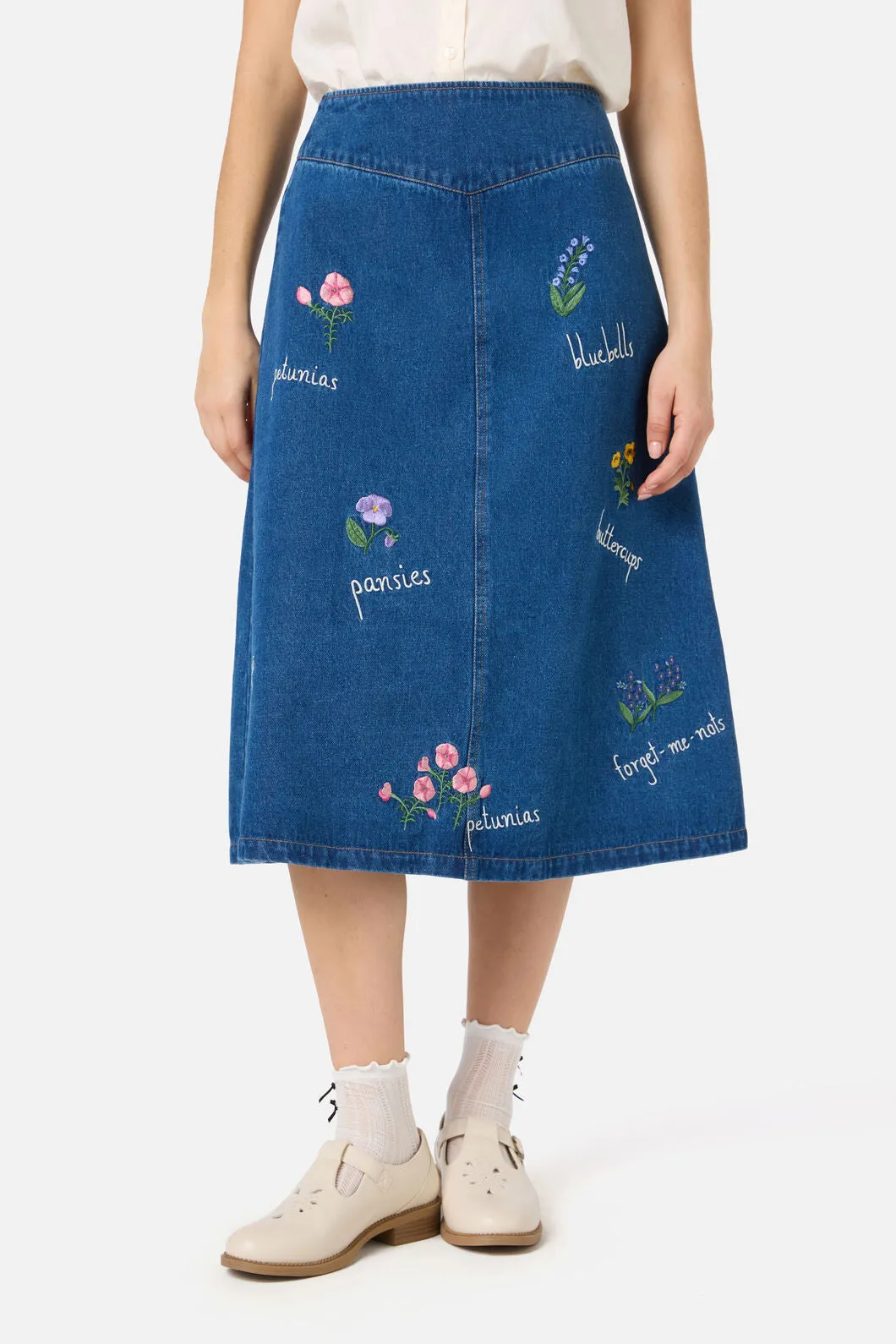 Flower Patch Emb Denim Skirt sold by Princess Highway product image thumbnail 2