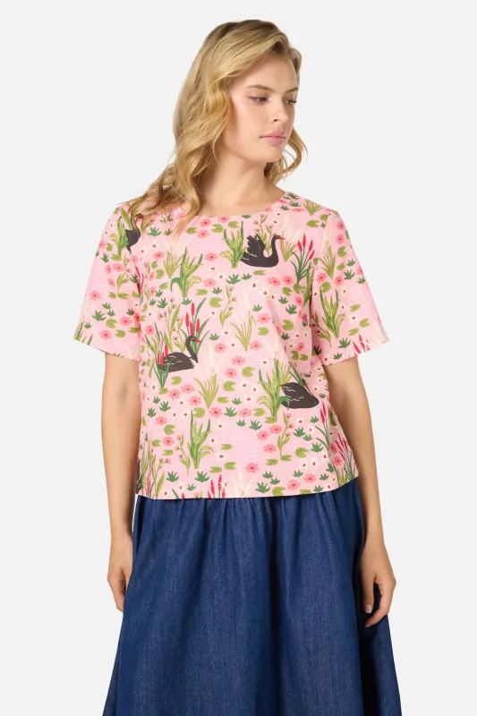 Pretty Swan Short Sleeve Top sold by Princess Highway