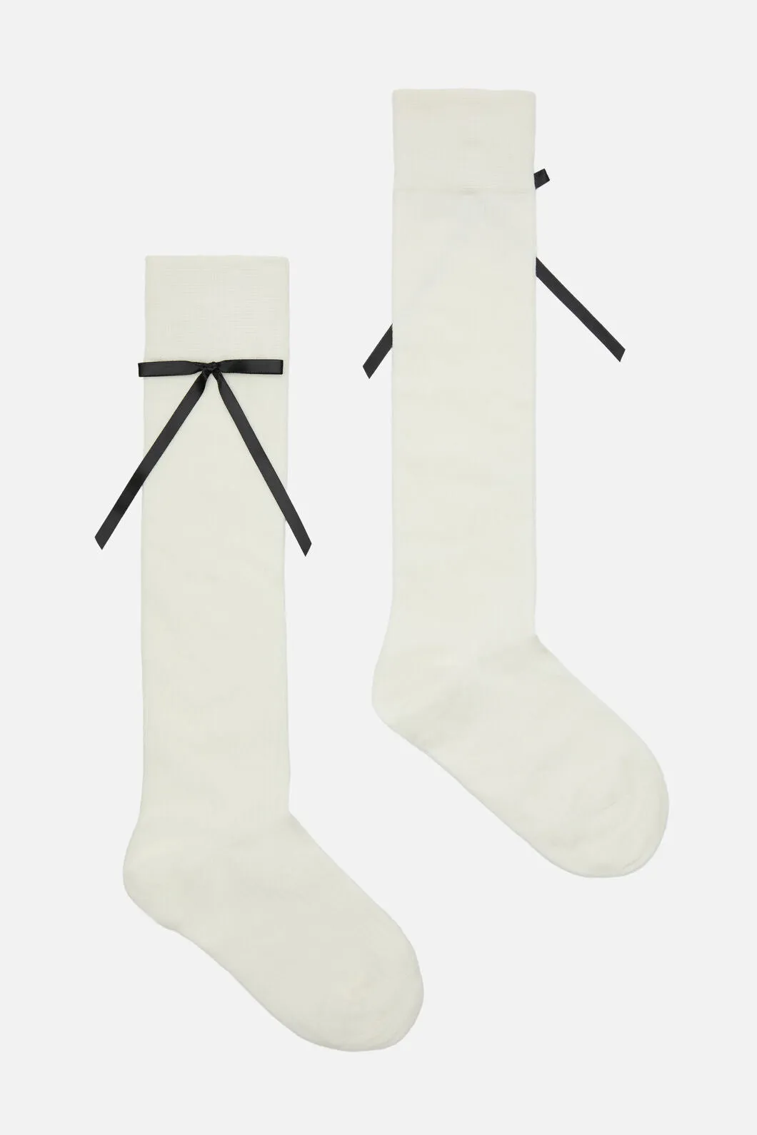 White Knee High Rib Bow Sock sold by Princess Highway