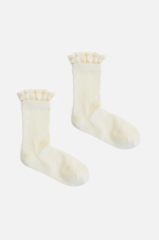 Cream Rib Frill Sock sold by Princess Highway