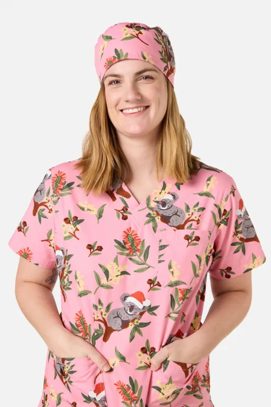 Christmas Koala Pink Scrub Hat sold by Princess Highway