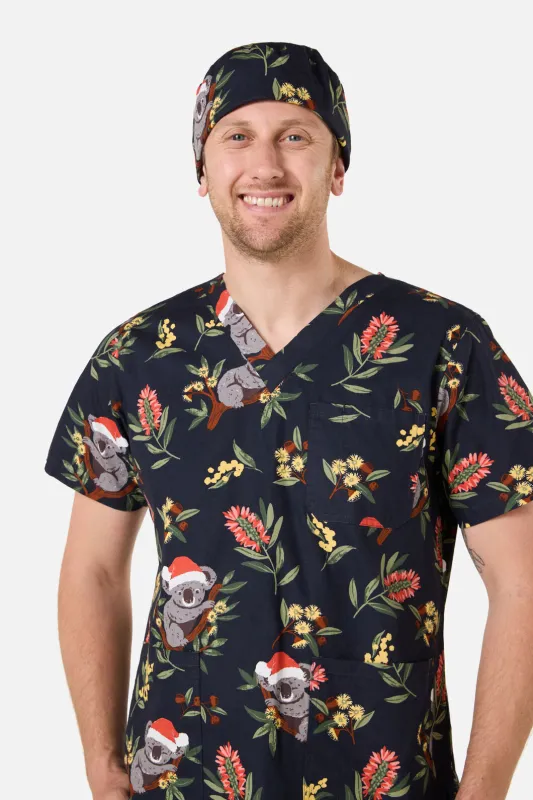Christmas Koala Navy Scrub Hat sold by Princess Highway