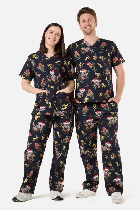 Christmas Koala Navy Scrub Set sold by Princess Highway