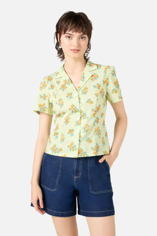 Gingham Floral Blouse sold by Princess Highway