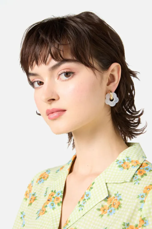 White Hoop Daisy Earrings sold by Princess Highway