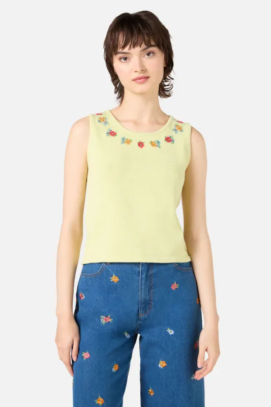 Floral Embroidered Knit Tank sold by Princess Highway