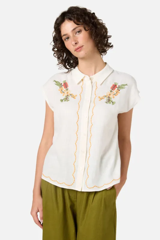 Native Flora Embroidered Shirt sold by Princess Highway