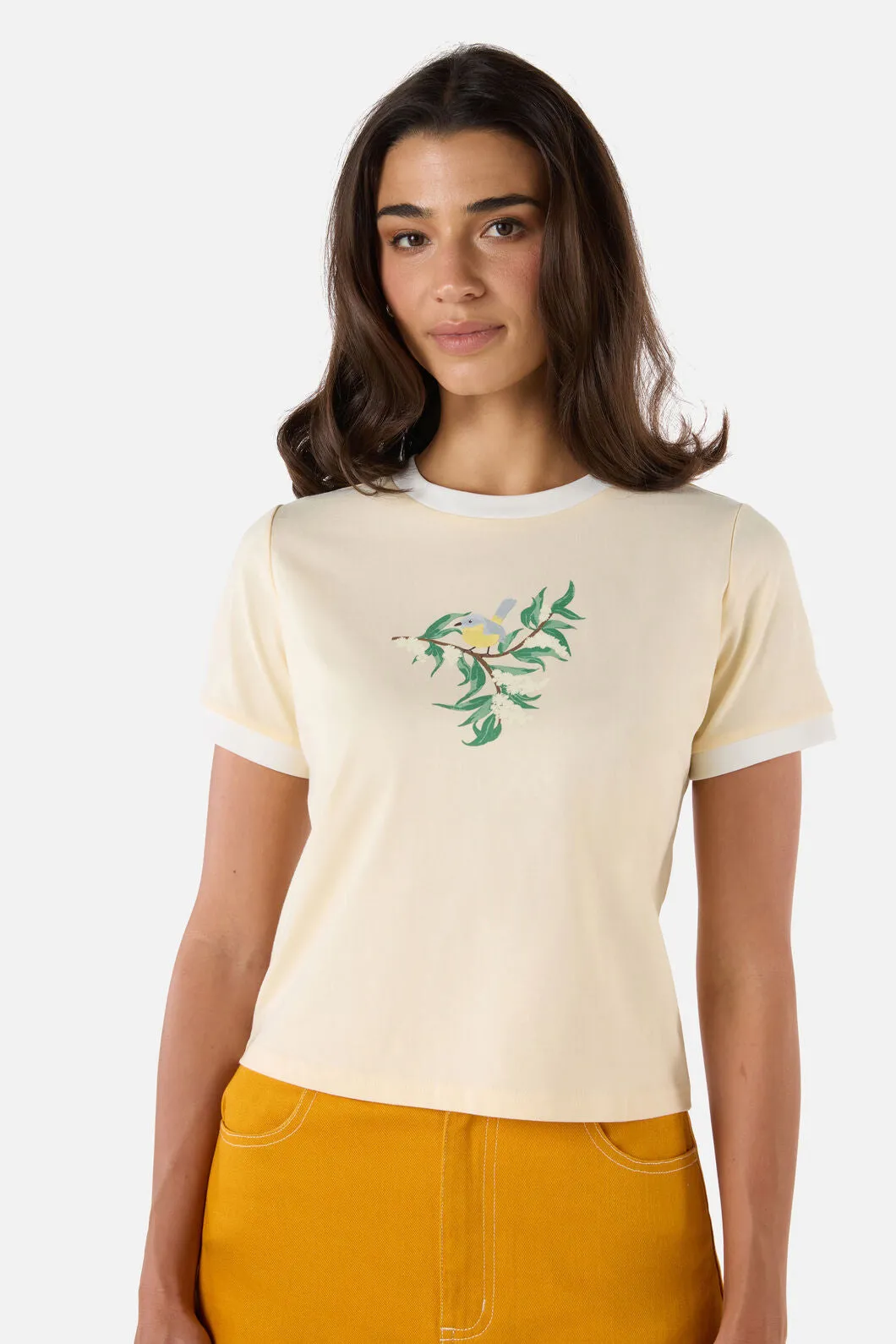 Yellow Robin Ringer Tee sold by Princess Highway