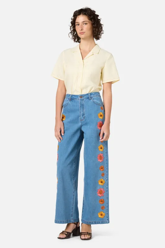 Retro Bloom Embroidered Jean sold by Princess Highway
