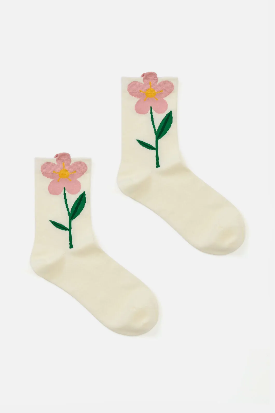 Cream Stem Flower Socks sold by Princess Highway