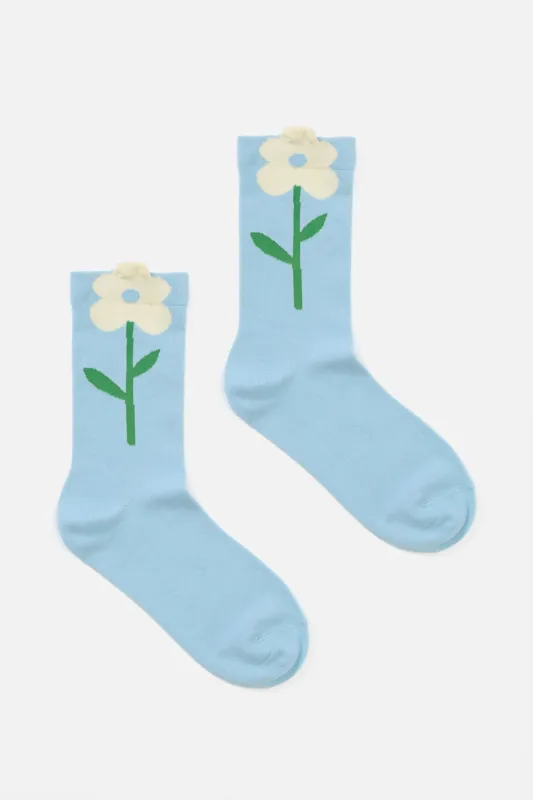 Blue Stem Flower Socks sold by Princess Highway
