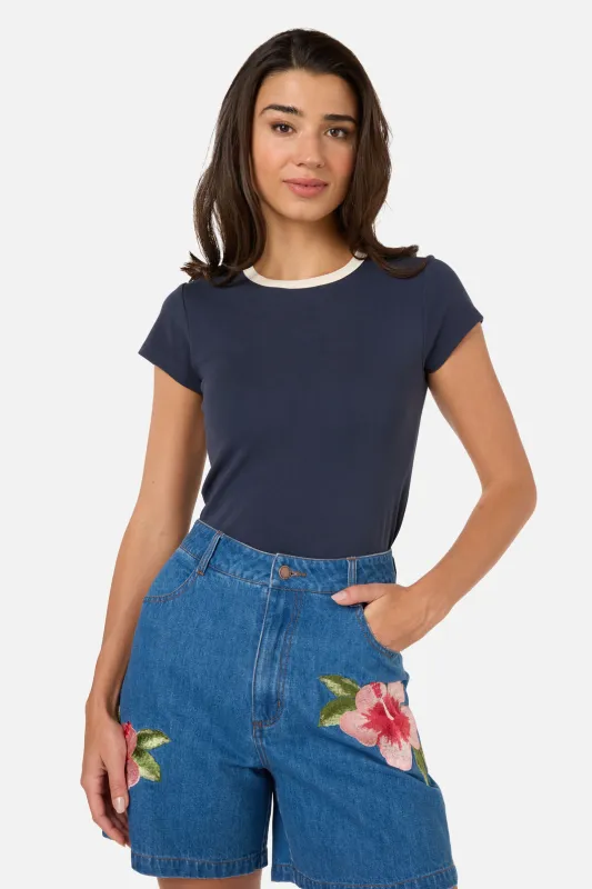 Jodie Contrast Bind Ringer Tee sold by Princess Highway