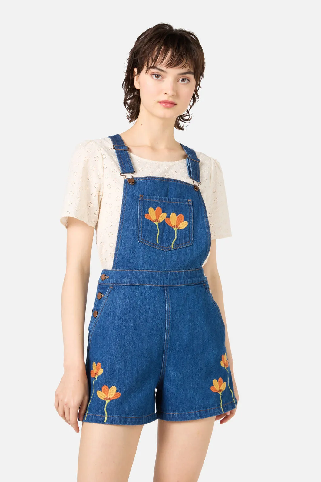 Lulu Embroidered Short Overall sold by Princess Highway