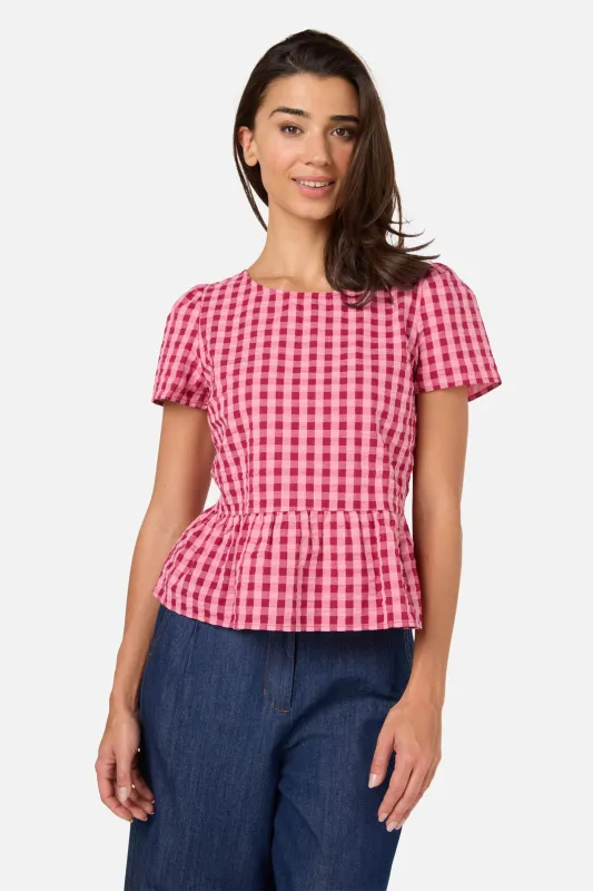 Margot Check Short Sleeve Top sold by Princess Highway