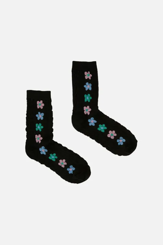 Black Flower Chain Sock sold by Princess Highway