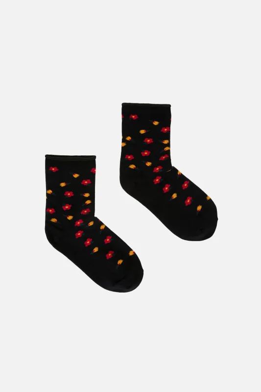 Black Dainty Floral Socks sold by Princess Highway