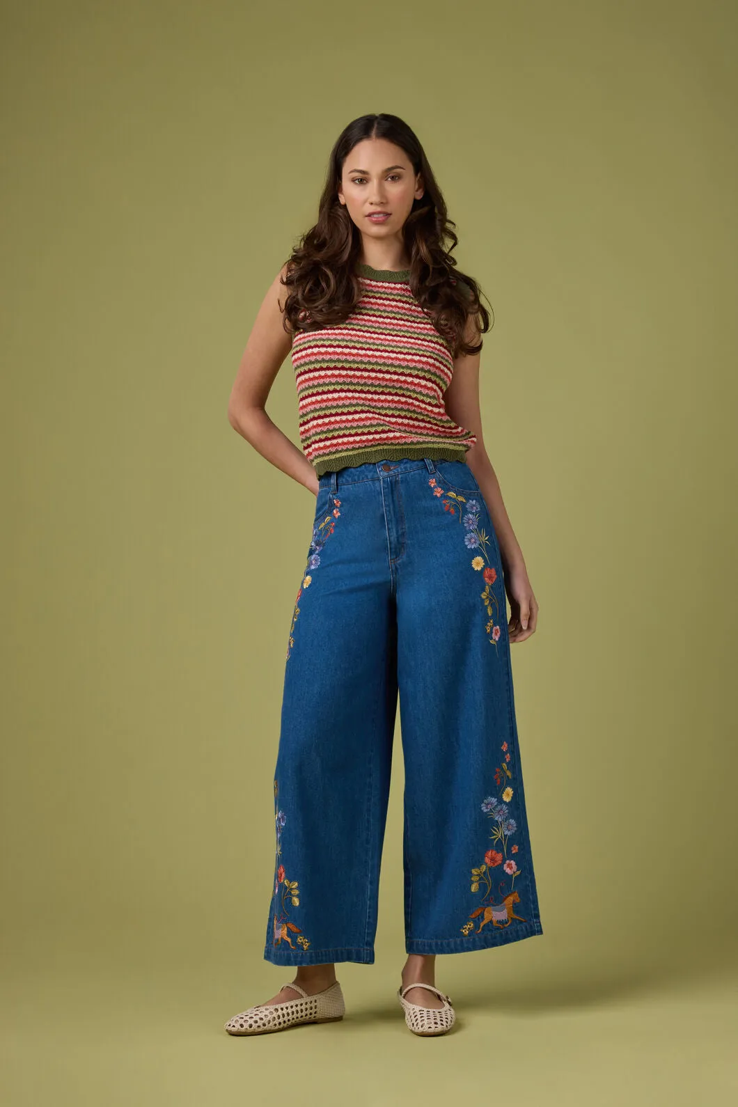 Horse & Flower Emb Jean sold by Princess Highway