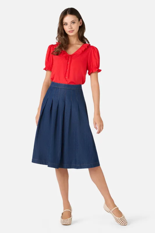 Oakley Pleat Midi Skirt made by Princess Highway